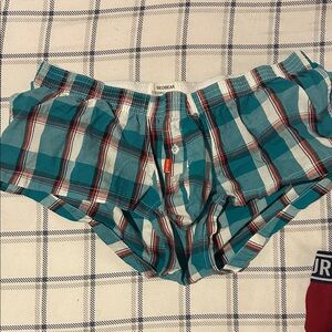 Men’s Teal Plaid Boxer Briefs